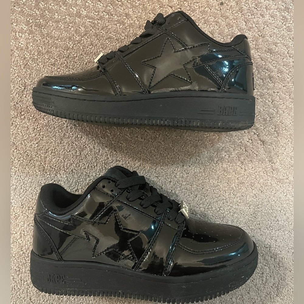 BAPE STA Low Patent Leather Black